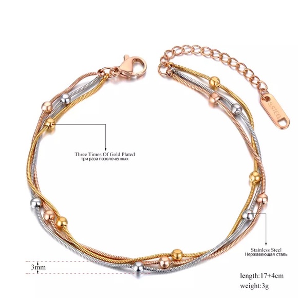 Stainless Steel 3 Layer Beaded Bohemia Bracelet - Picture 4 of 5